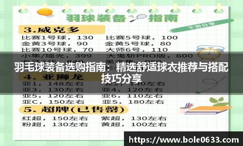 羽毛球装备选购指南：精选舒适球衣推荐与搭配技巧分享